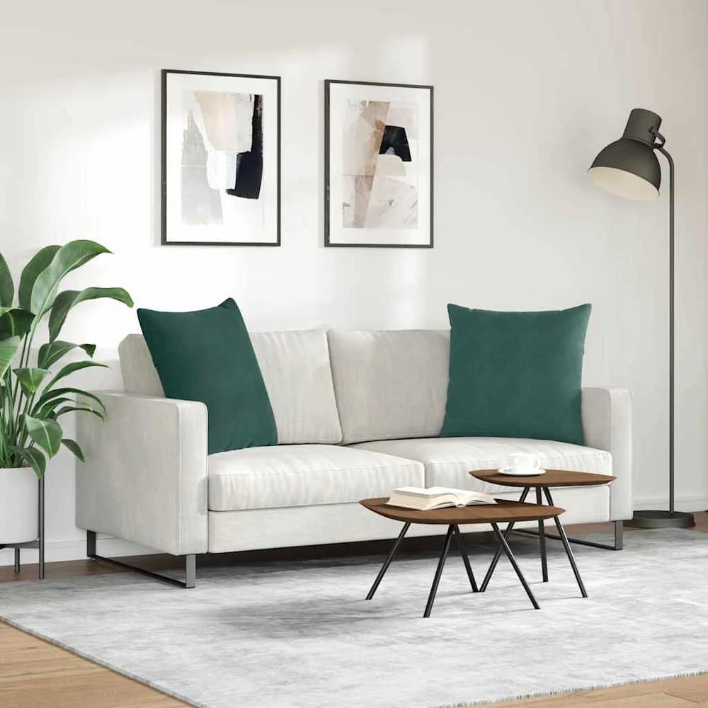 Sofa Pagalvės 2 pcs Tamsiai žalia 80 x 80 cm Kordūrinis audinys