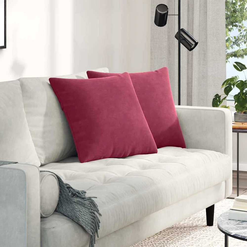Sofa Pagalvės 2 pcs Vyno raudona 50 x 50 cm Kordūrinis audinys