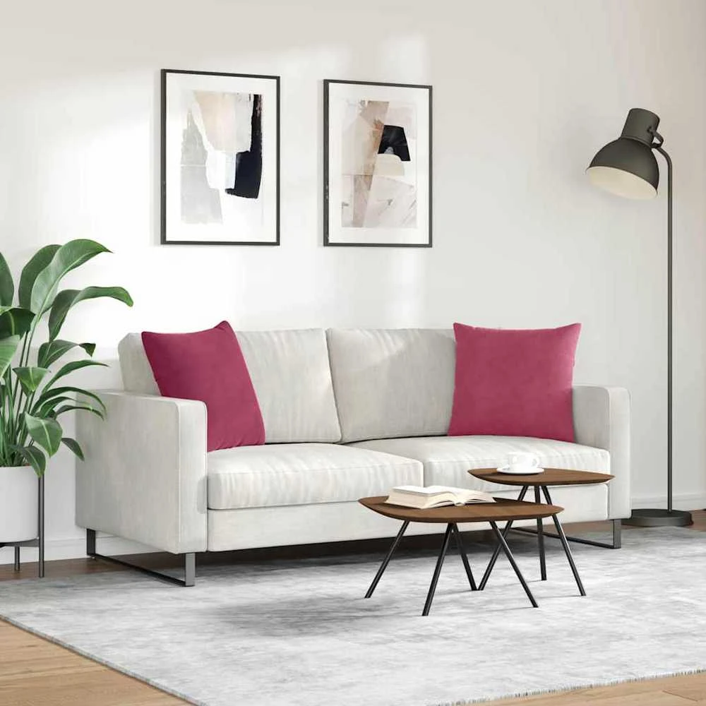Sofa Pagalvės 2 pcs Vyno raudona 50 x 50 cm Kordūrinis audinys