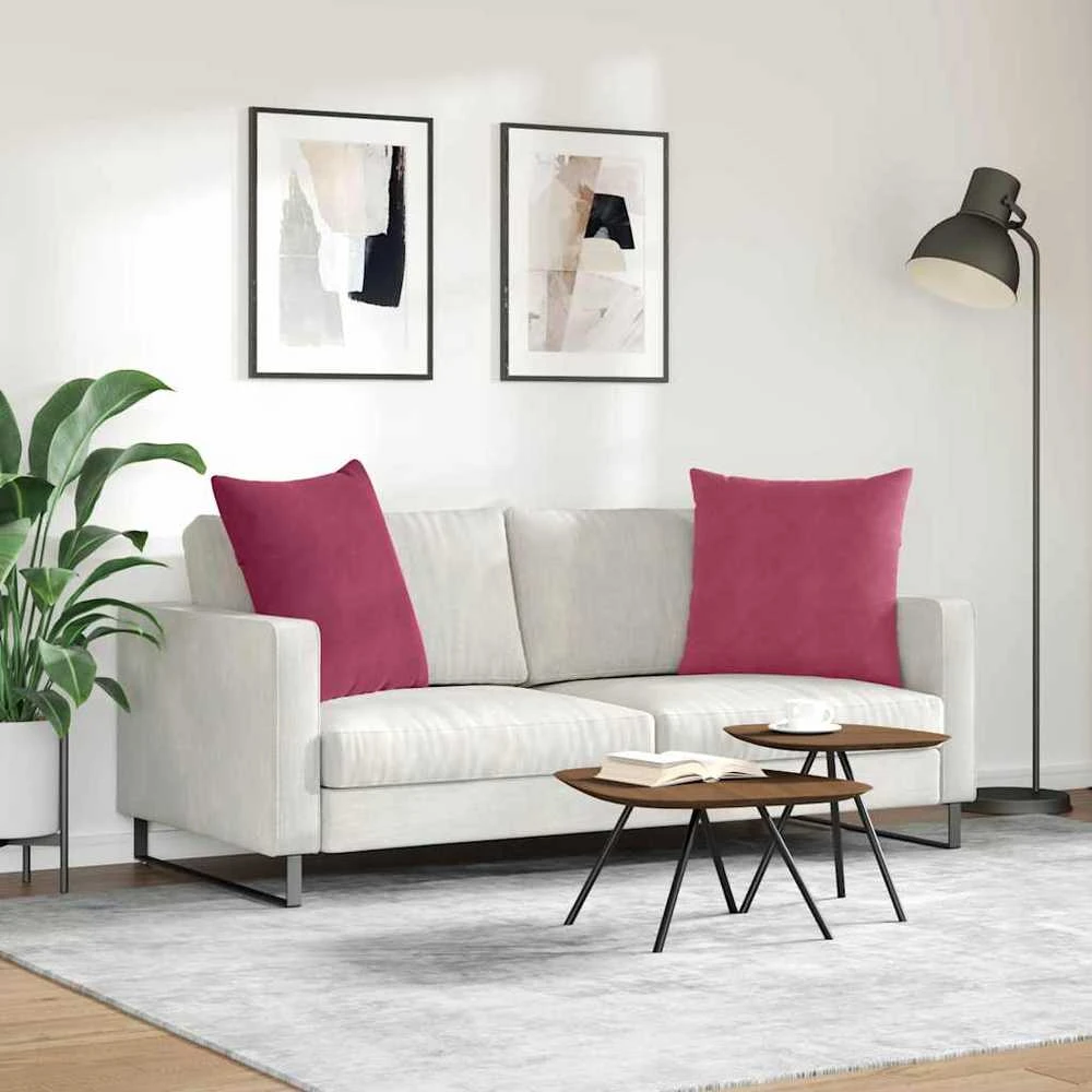 Sofa Pagalvės 2 pcs Vyno raudona 60 x 60 cm Kordūrinis audinys