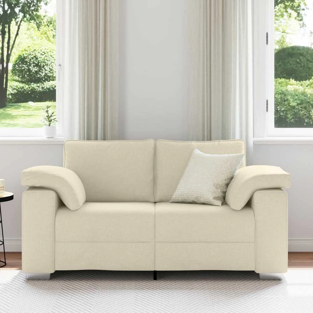 Dvitaškė sofa Smėlio 160 cm Lino mišinio audinys