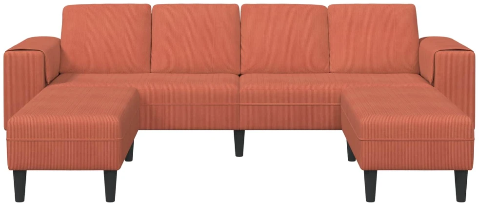 Sofa Raudona oranžinė 250 x 188 x 76 cm Kordūrinis audinys