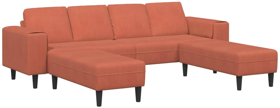 Sofa Raudona oranžinė 250 x 188 x 76 cm Kordūrinis audinys