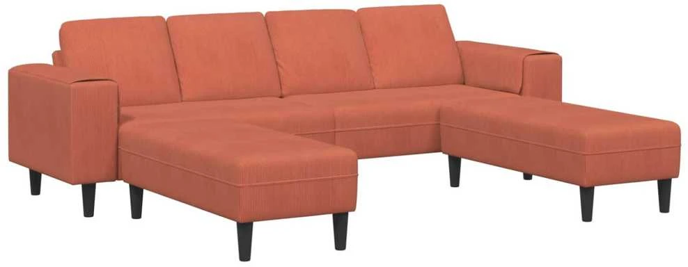 Sofa Raudona oranžinė 250 x 188 x 76 cm Kordūrinis audinys