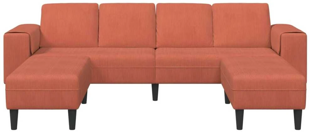 Sofa Raudona oranžinė 250 x 188 x 76 cm Kordūrinis audinys