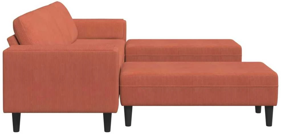 Sofa Raudona oranžinė 250 x 188 x 76 cm Kordūrinis audinys