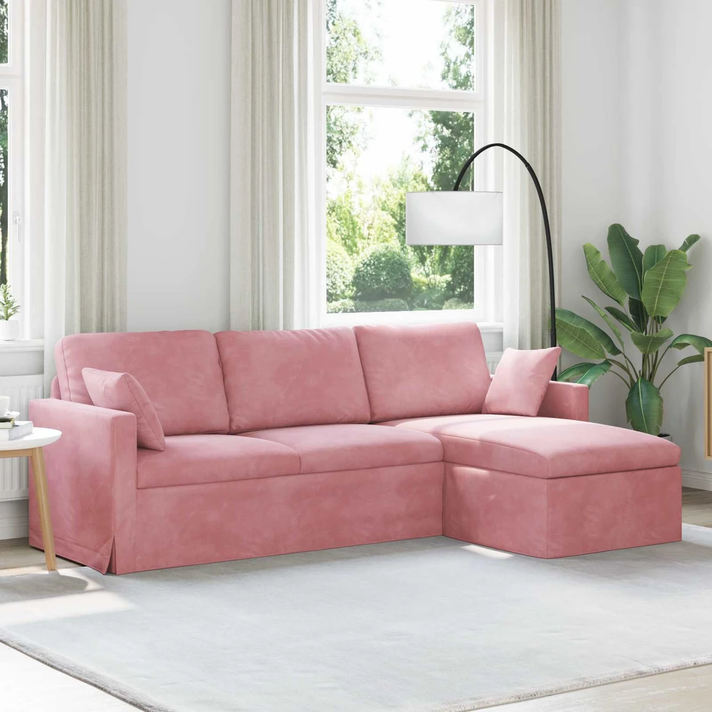 Sofa Rožinė 228 x 134 x 80 cm Aksomas