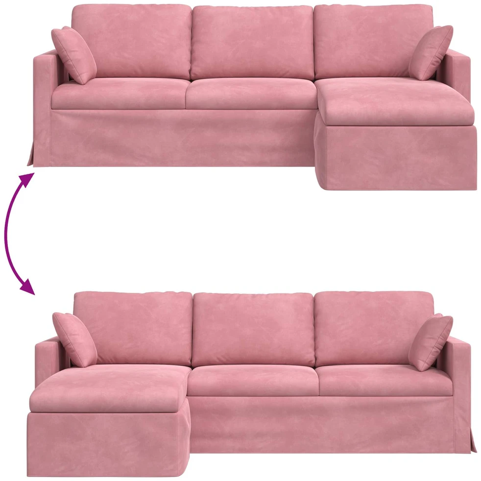 Sofa Rožinė 228 x 134 x 80 cm Aksomas