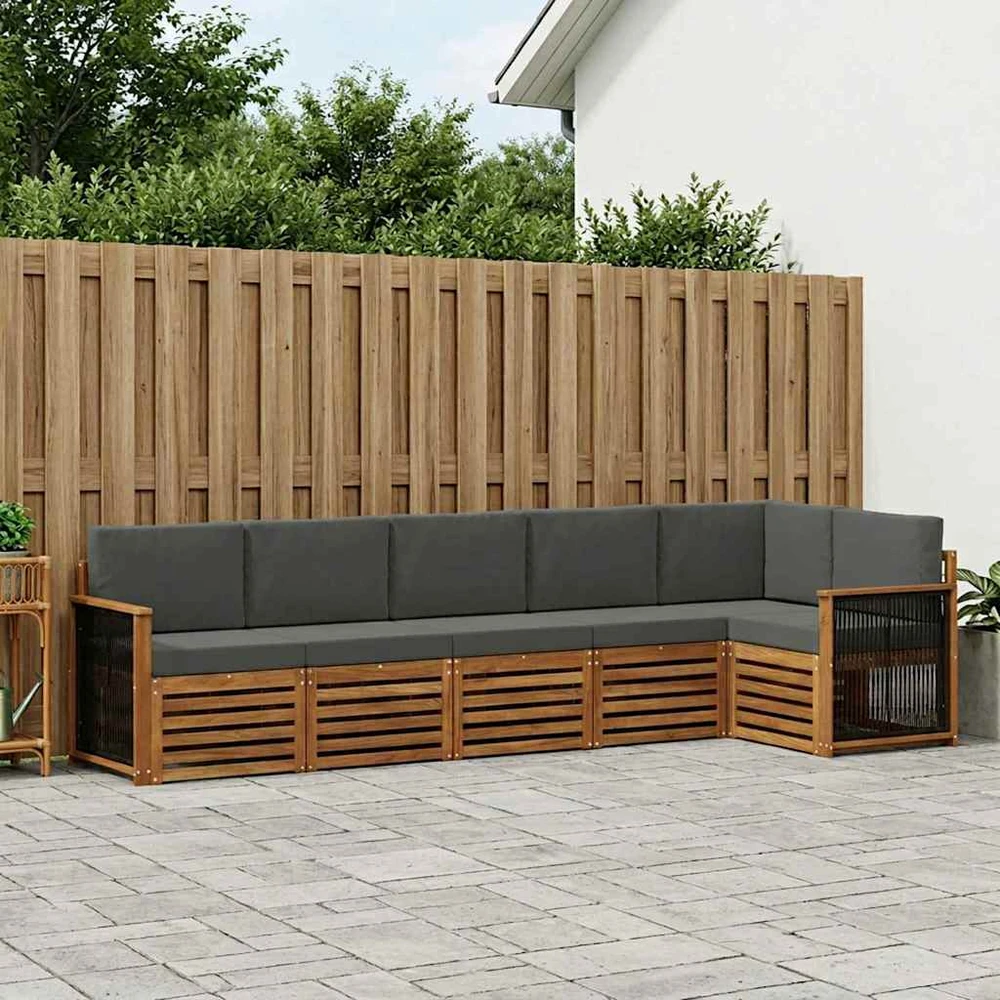 Sofa Lauko sofos komplektas 5 vnt. Natūralus ir antracitas