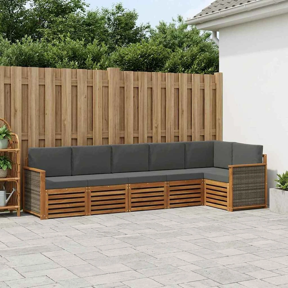 Sofa Lauko sofos komplektas 5 vnt. Natūralus ir antracitas