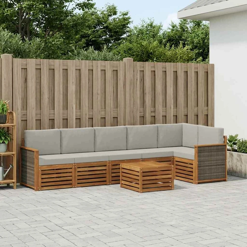 Sofa Lauko sofos komplektas 6 vnt. Natūrali ir šviesiai pilka