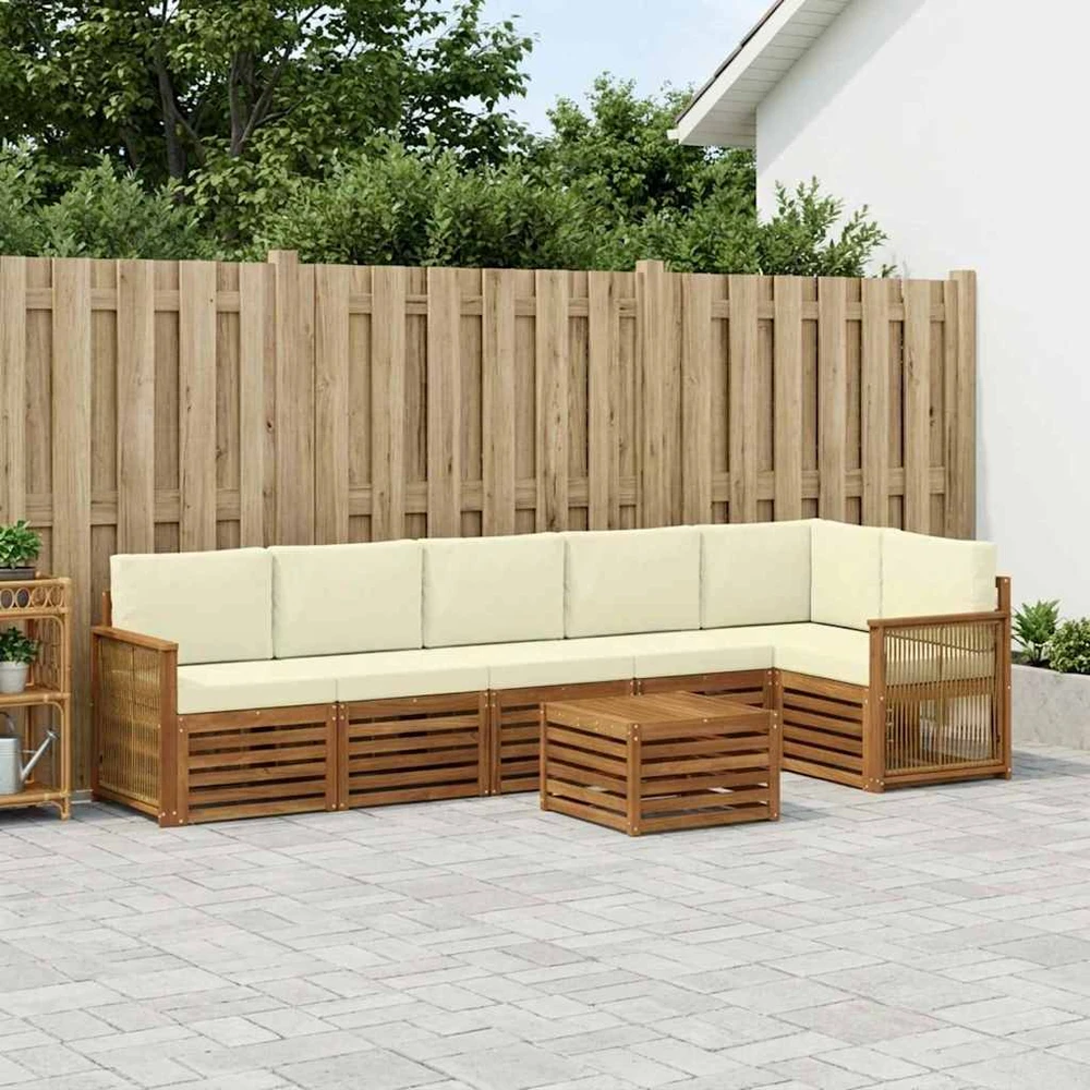 Sofa Lauko sofos komplektas 6 vnt. Natūralus ir grietinėlė
