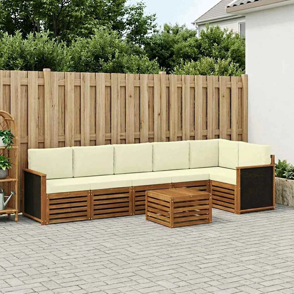Sofa Lauko sofos komplektas 6 vnt. Natūralus ir grietinėlė