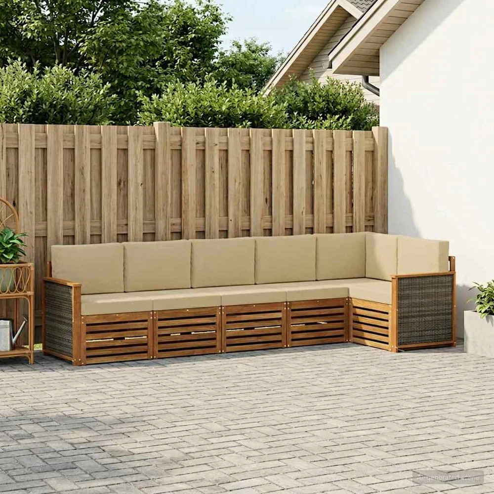 Sofa Lauko sofos komplektas 5 vnt. Natūrali