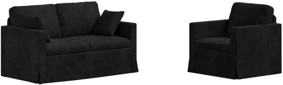 Sofa Sofos komplektas 2 vnt. Juoda Aksomas