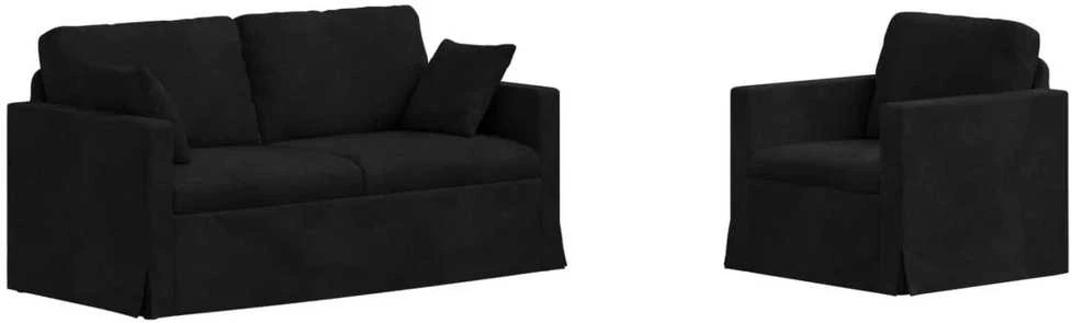 Sofa Sofos komplektas 2 vnt. Juoda Aksomas
