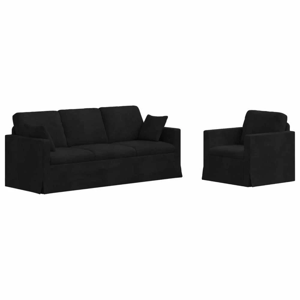 Sofa Sofos komplektas 2 vnt. Juoda Aksomas