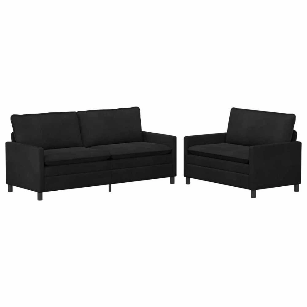 Sofa Sofos komplektas 2 vnt. Juoda Aksomas