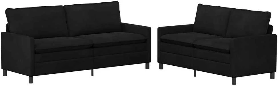 Sofa Sofos komplektas 2 vnt. Juoda Aksomas