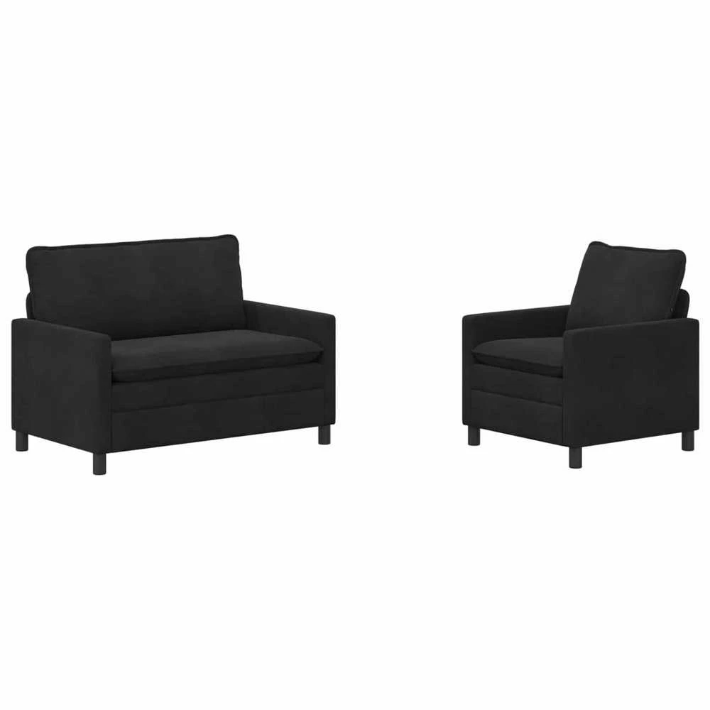 Sofa Sofos komplektas 2 vnt. Juoda Aksomas