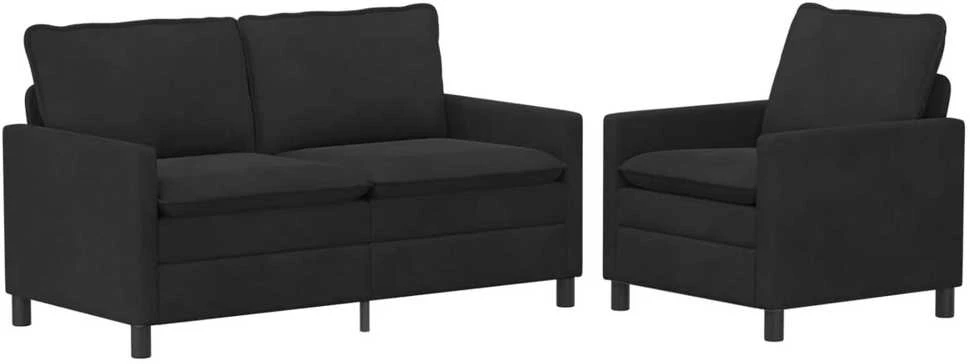 Sofa Sofos komplektas 2 vnt. Juoda Aksomas