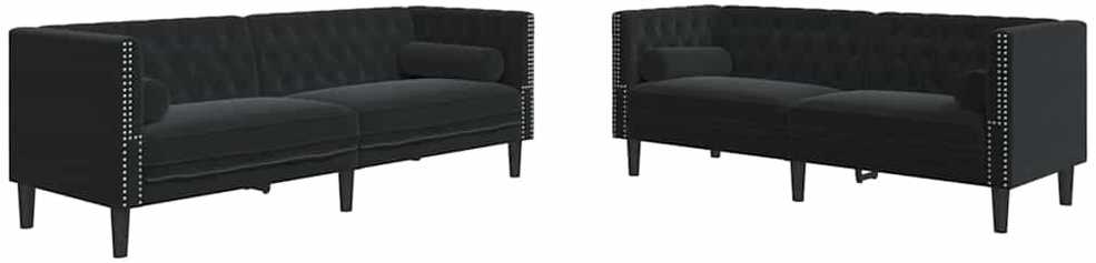 Svetainės sofa 2 vnt. Juoda Aksomas