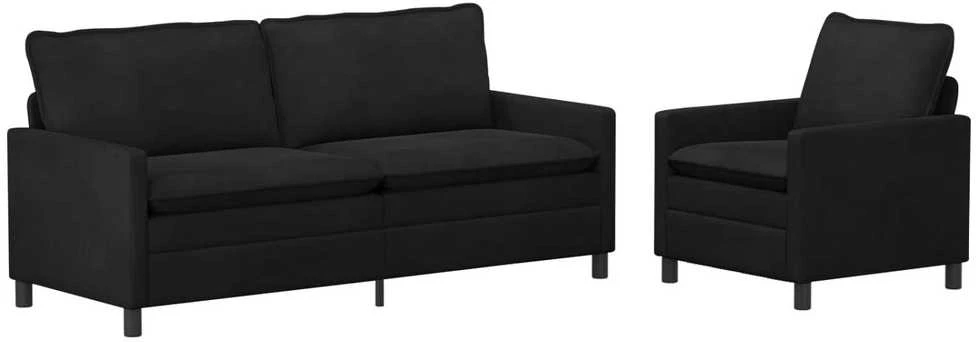 Sofa Sofos komplektas 2 vnt. Juoda Aksomas