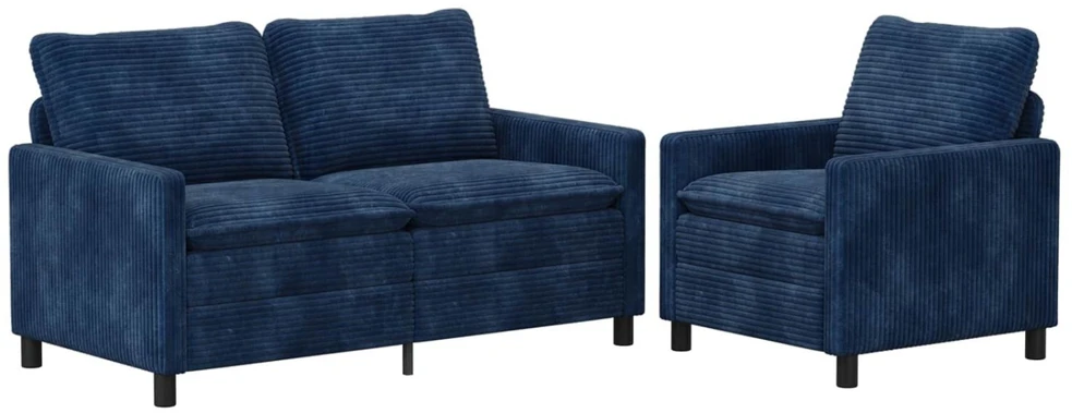 Sofa Sofos komplektas 2 vnt. Jūrinė mėlyna Poliesteris
