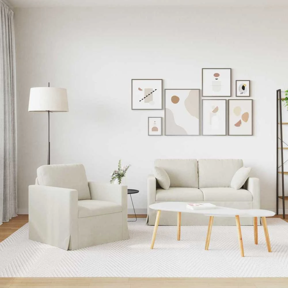 Sofa Sofos komplektas 2 vnt. Kreminė Aksomas