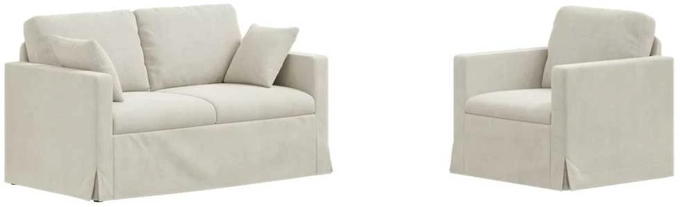 Sofa Sofos komplektas 2 vnt. Kreminė Aksomas