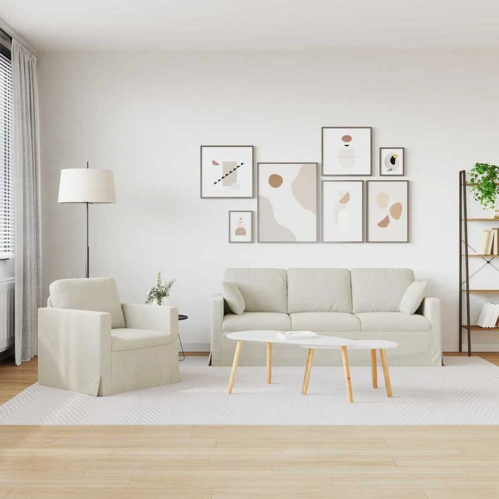 Sofa Sofos komplektas 2 vnt. Kreminė Aksomas