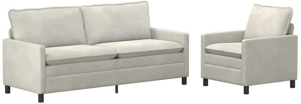 Sofa Sofos komplektas 2 vnt. Kreminė Aksomas