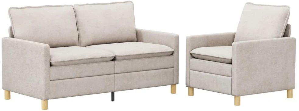 Sofa Sofos komplektas 2 vnt. Kreminė Poliesteris