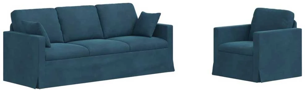 Sofa Sofos komplektas 2 vnt. Mėlyna Aksomas
