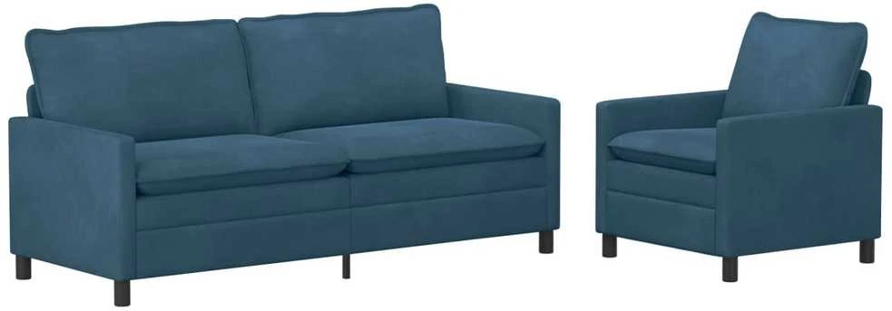 Sofa Sofos komplektas 2 vnt. Mėlyna Aksomas