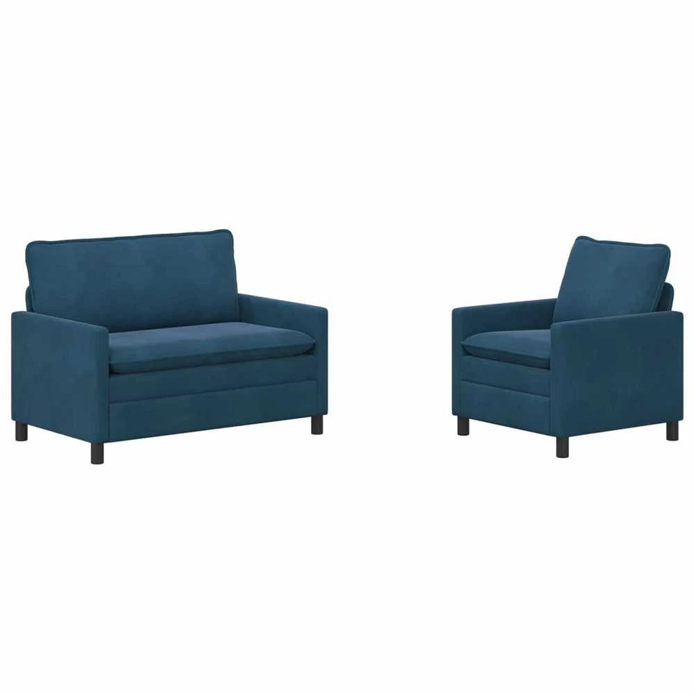 Sofa Sofos komplektas 2 vnt. Mėlyna Aksomas