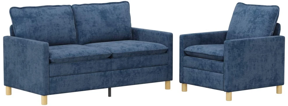 Sofa Sofos komplektas 2 vnt. Mėlyna Poliesteris