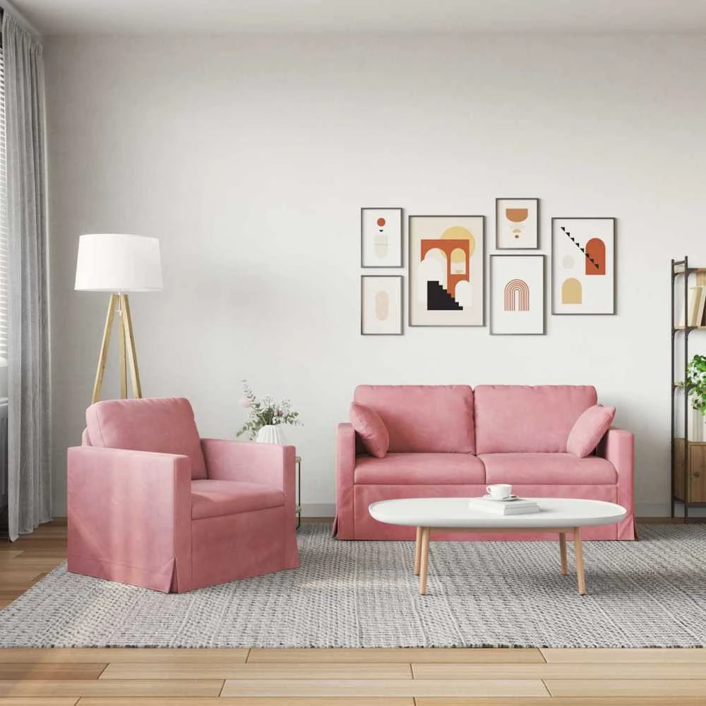 Sofa Sofos komplektas 2 vnt. Rožinė Aksomas