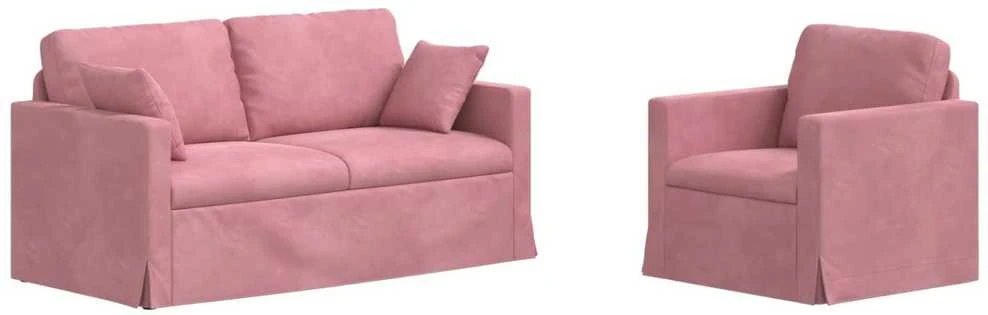 Sofa Sofos komplektas 2 vnt. Rožinė Aksomas