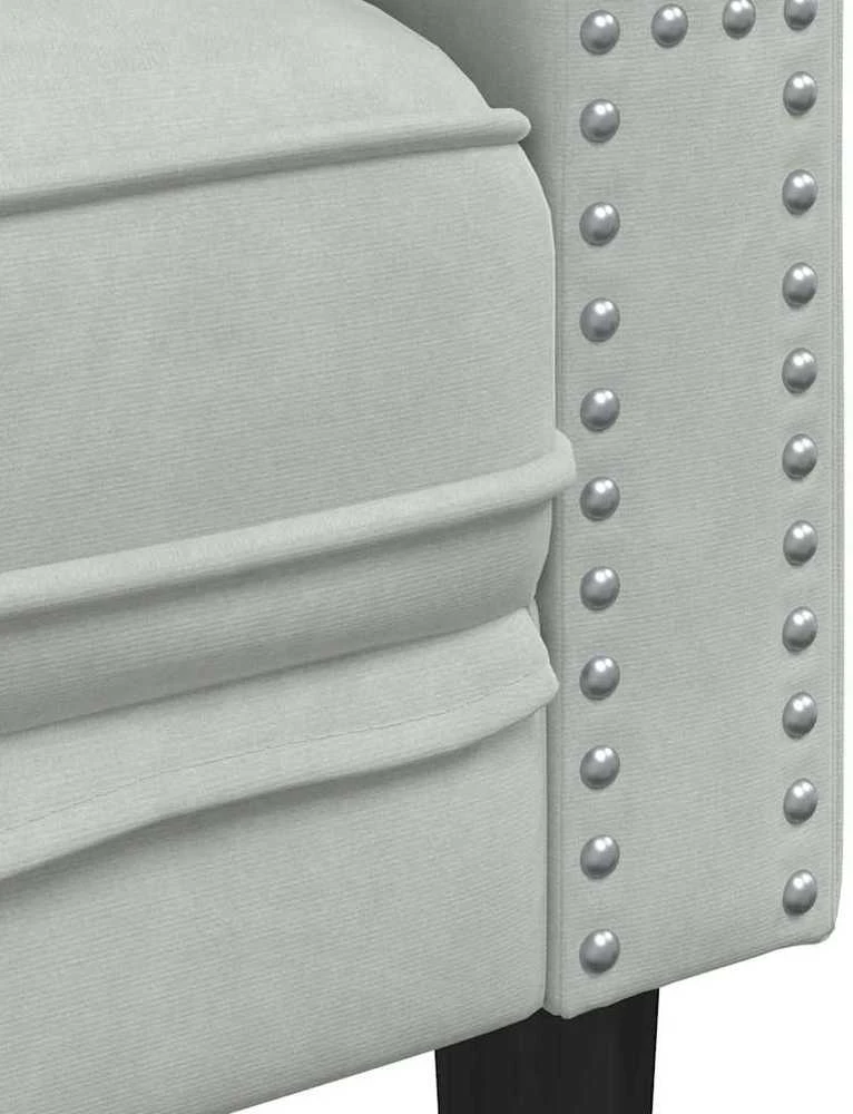 Svetainės sofa 2 vnt. Šviesiai pilka Aksomas