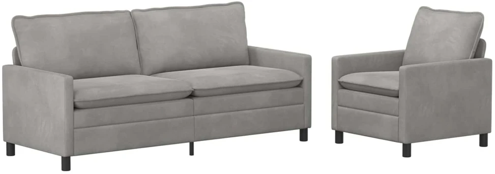 Sofa Sofos komplektas 2 vnt. Šviesiai pilka Aksomas