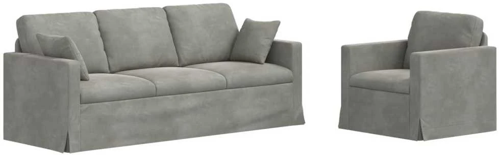 Sofa Sofos komplektas 2 vnt. Šviesiai pilka Aksomas