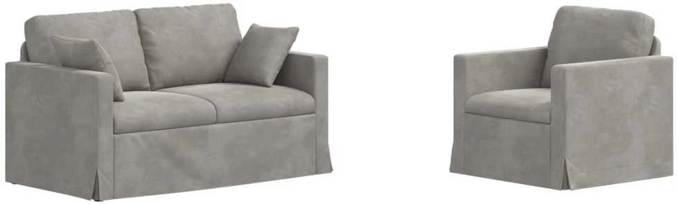 Sofa Sofos komplektas 2 vnt. Šviesiai pilka Aksomas