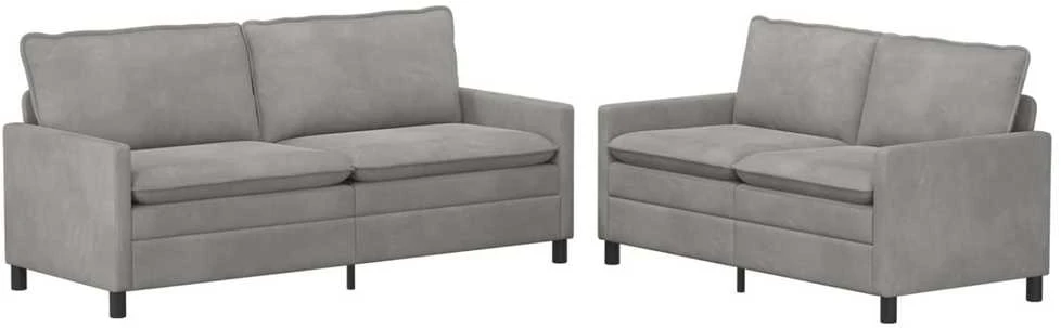 Sofa Sofos komplektas 2 vnt. Šviesiai pilka Aksomas