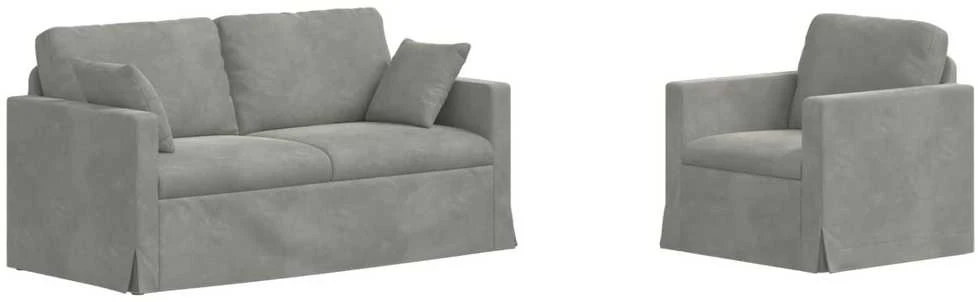 Sofa Sofos komplektas 2 vnt. Šviesiai pilka Aksomas