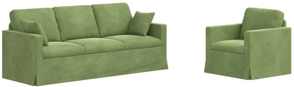 Sofa Sofos komplektas 2 vnt. Šviesiai žalia Aksomas