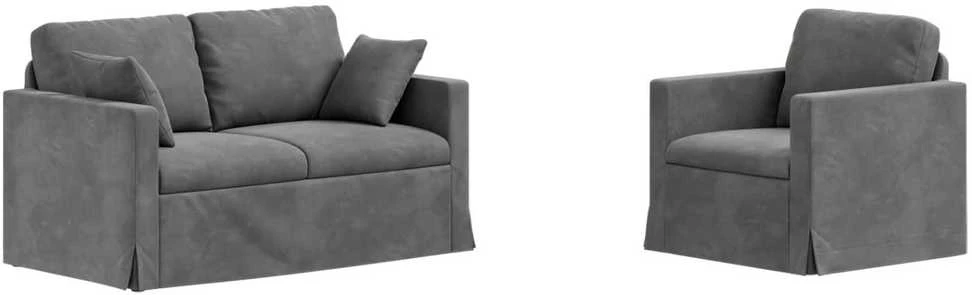 Sofa Sofos komplektas 2 vnt. Tamsiai pilka Aksomas