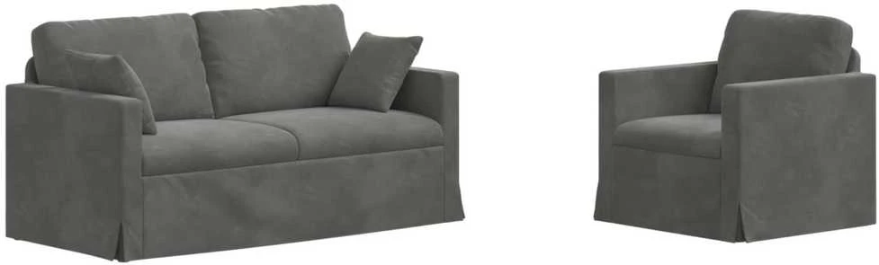 Sofa Sofos komplektas 2 vnt. Tamsiai pilka Aksomas