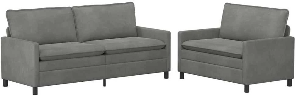 Sofa Sofos komplektas 2 vnt. Tamsiai pilka Aksomas