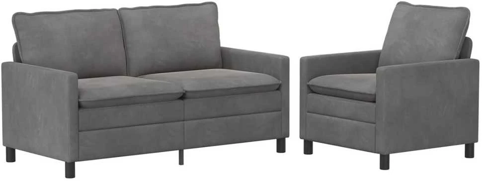 Sofa Sofos komplektas 2 vnt. Tamsiai pilka Aksomas